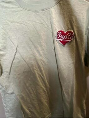 Boys Lie Light Sage Tee with Red Heart Logo